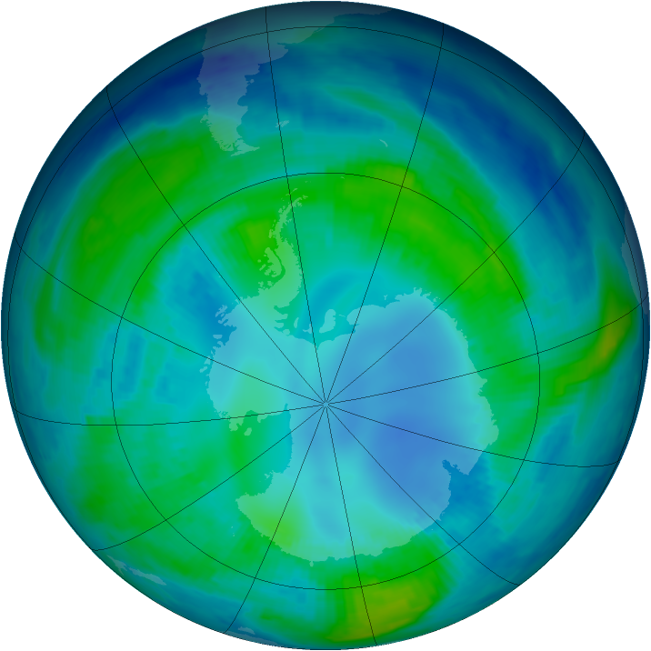 Antarctic ozone map for 28 April 1997